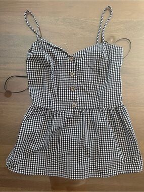 Potter's Pot Black and White Gingham Button-Front Tank Top
